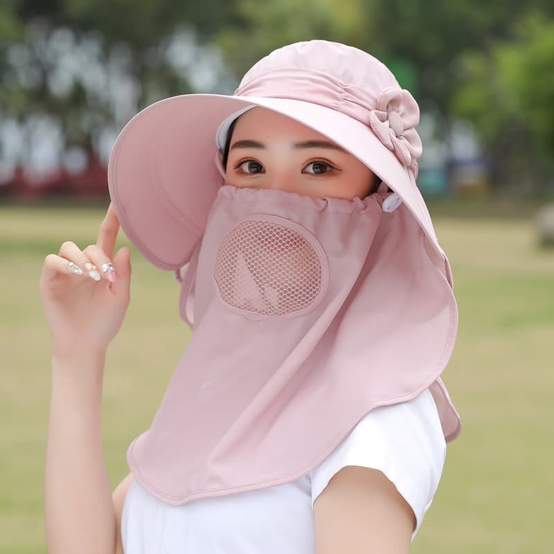 優美な花付きつば広サンシールドバケットハット