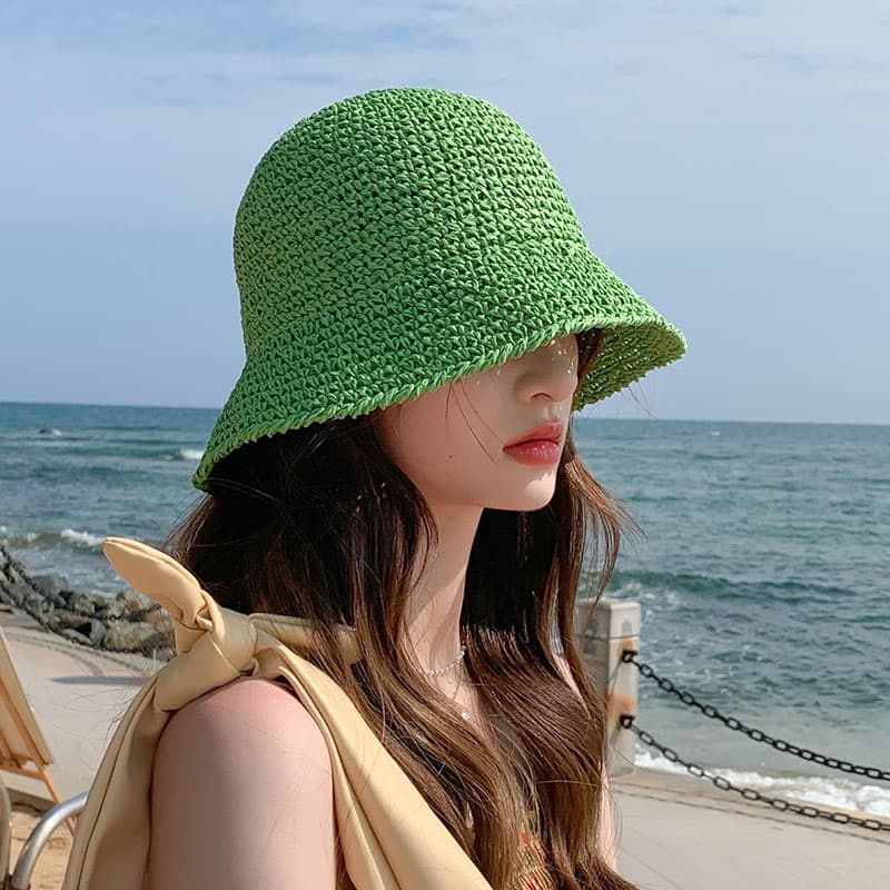 バケットハット 涼やか海辺の麦わら帽子