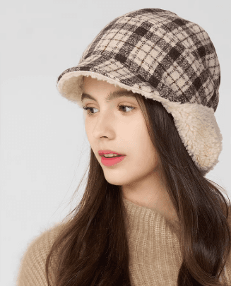 あったか チェック柄 フライトバケットハット