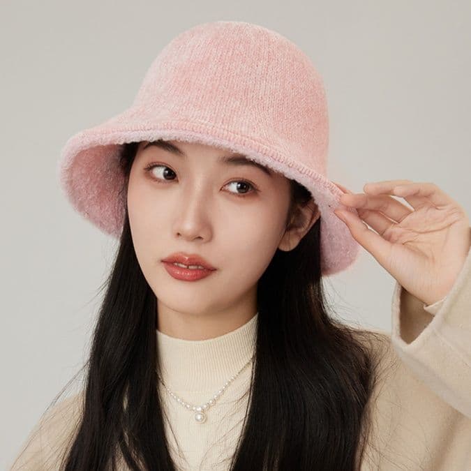 バケットハット　ふんわりニットバケットハット