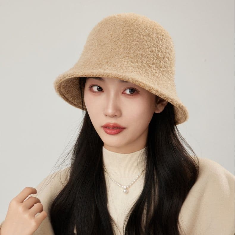 バケットハット　ふんわりニットバケットハット