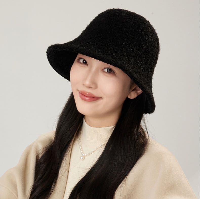 バケットハット　ふんわりニットバケットハット