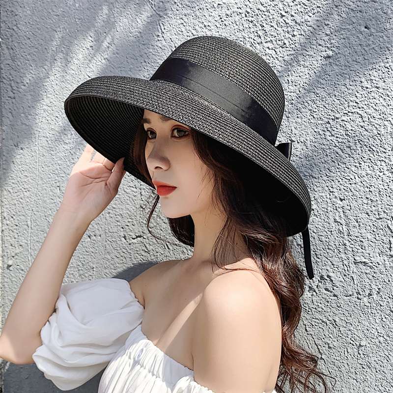 バケットハット 優雅な麦わら女優帽子