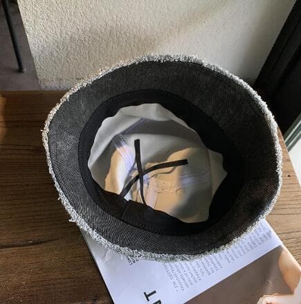 秋冬デニム切り替えバケツハット女性用韓国風帽子