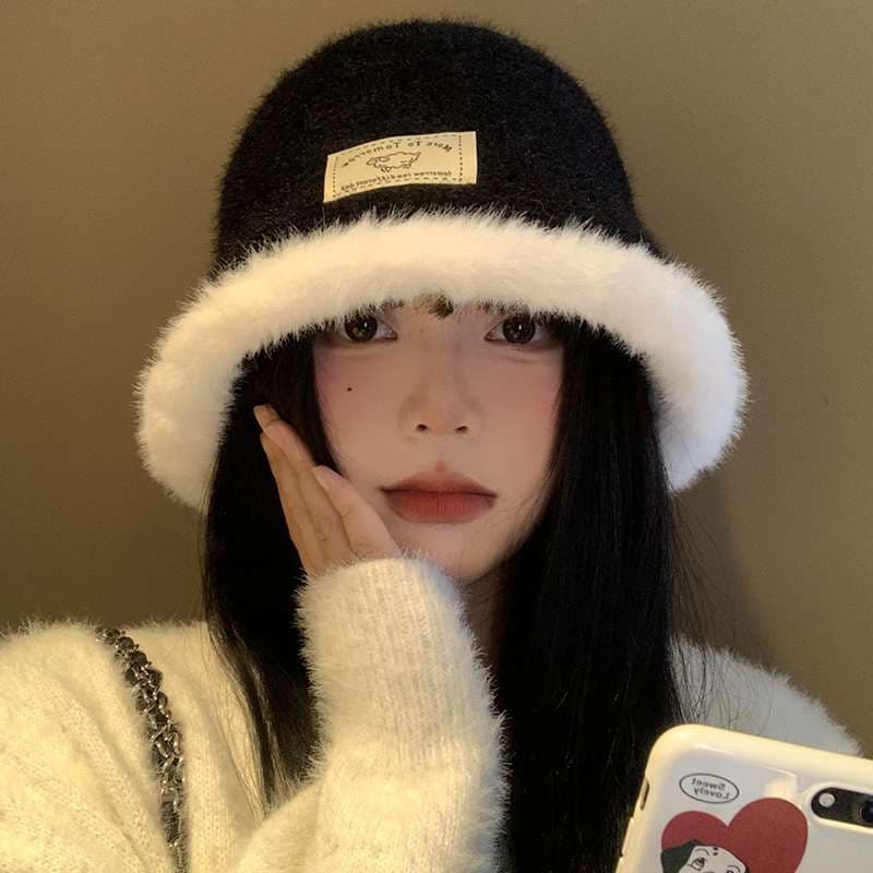 もこもこアンゴラ縁取りバケットバケットハット