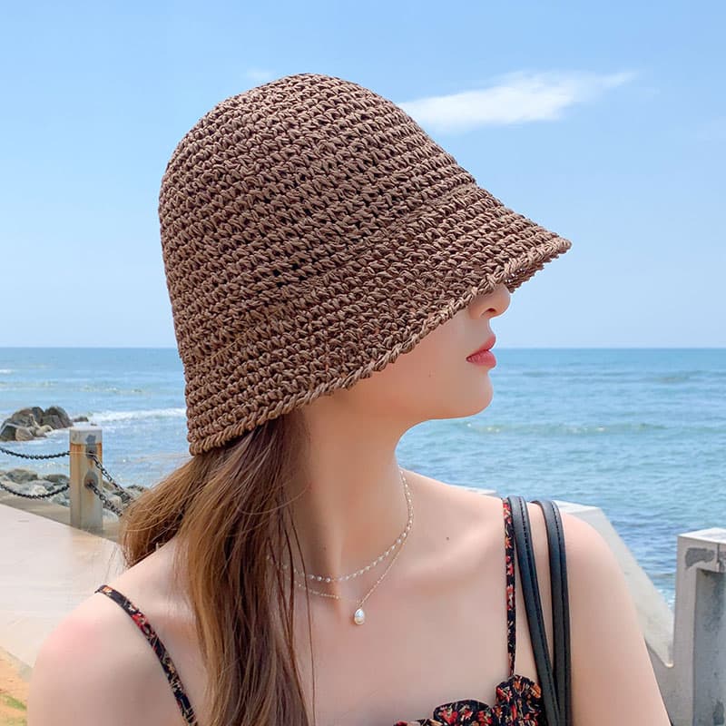 バケットハット 涼やか海辺の麦わら帽子