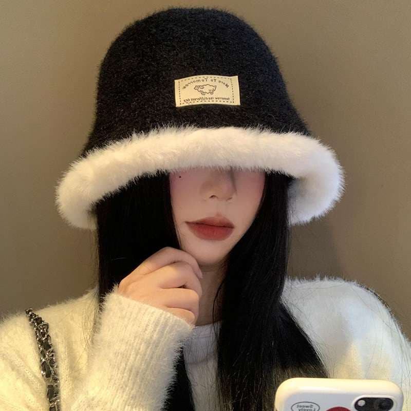 もこもこアンゴラ縁取りバケットバケットハット
