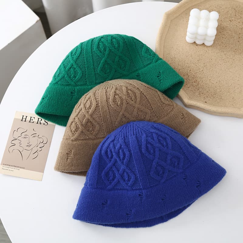 上質ニット編みバケットバケットハット