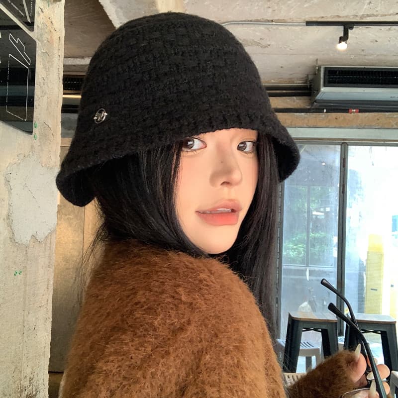 ニットバケットバケットハット 暖か手編み