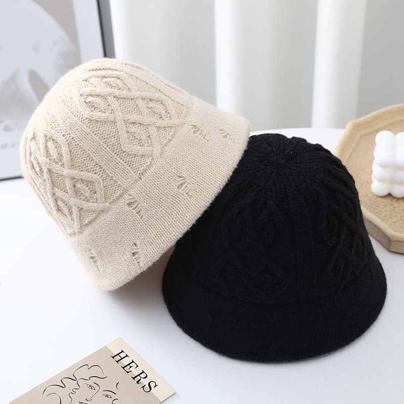 上質ニット編みバケットバケットハット