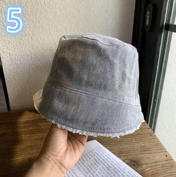 秋冬デニム切り替えバケツハット女性用韓国風帽子