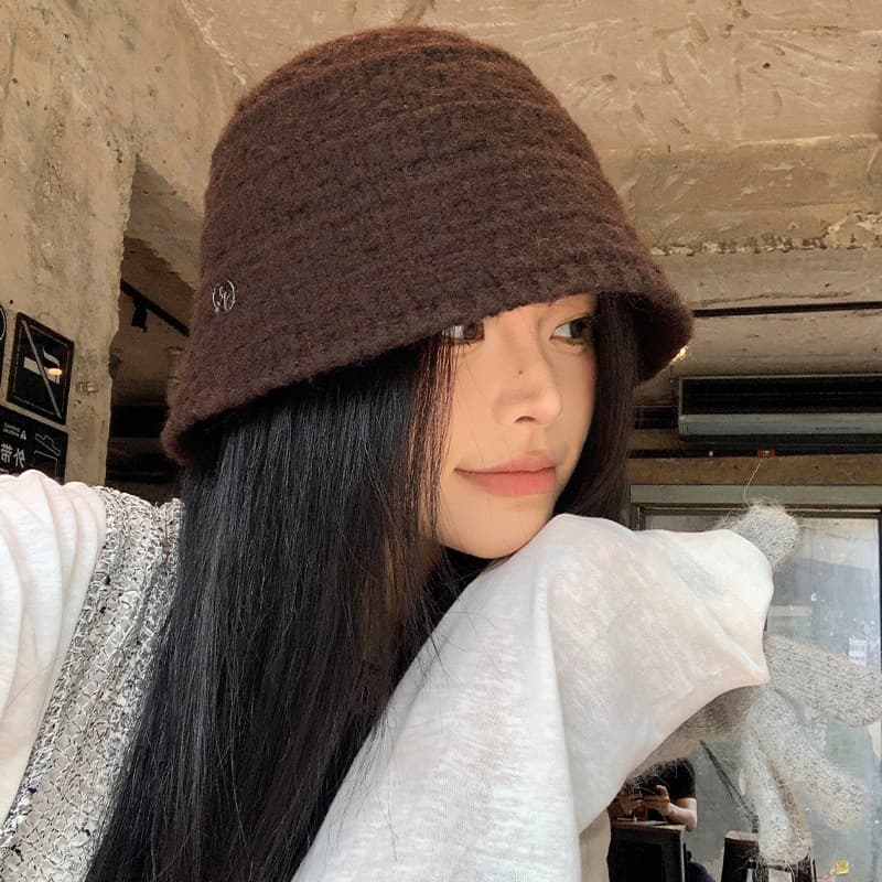 ニットバケットバケットハット 暖か手編み