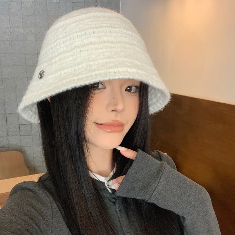 ニットバケットバケットハット 暖か手編み