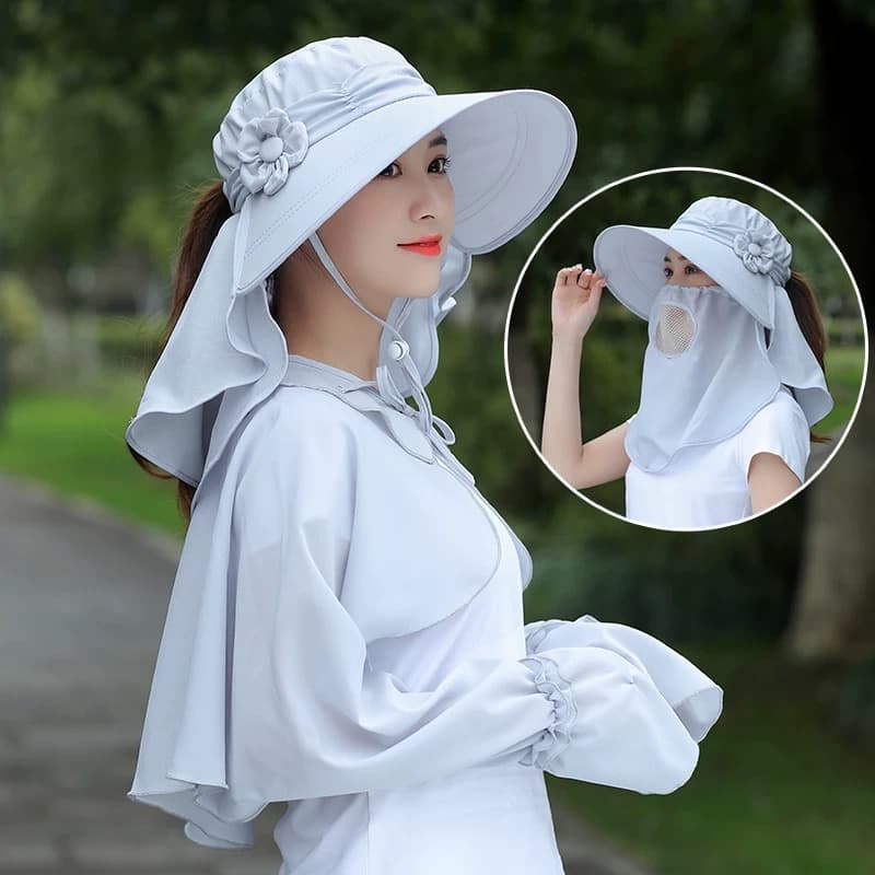 優美な花付きつば広サンシールドバケットハット