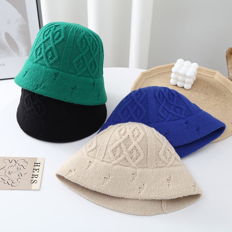 上質ニット編みバケットバケットハット