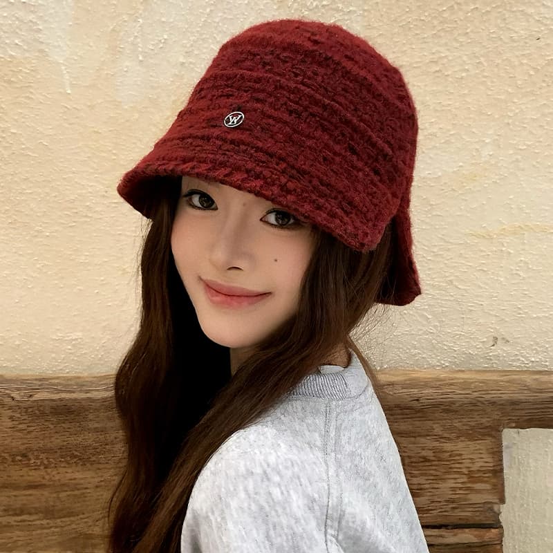 ニットバケットバケットハット 暖か手編み