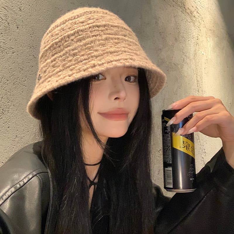 ニットバケットバケットハット 暖か手編み