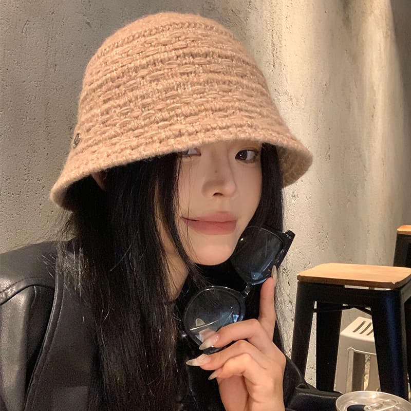 ニットバケットバケットハット 暖か手編み