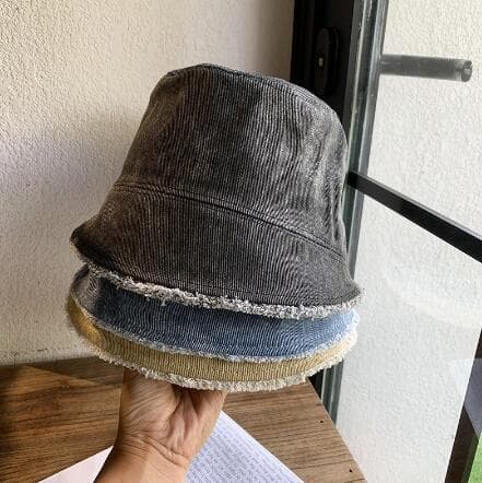 秋冬デニム切り替えバケツハット女性用韓国風帽子