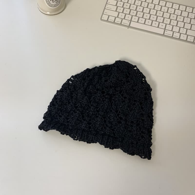 ハット 透かし編みニット バケットハット