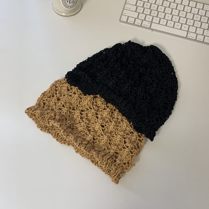 ハット 透かし編みニット バケットハット