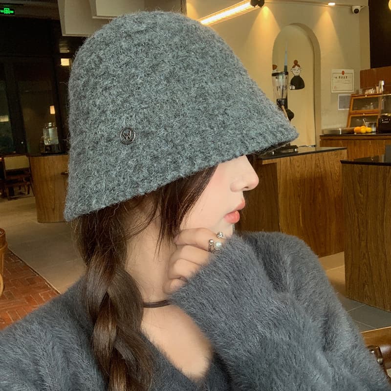 ニットバケットバケットハット 暖か手編み