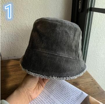 秋冬デニム切り替えバケツハット女性用韓国風帽子