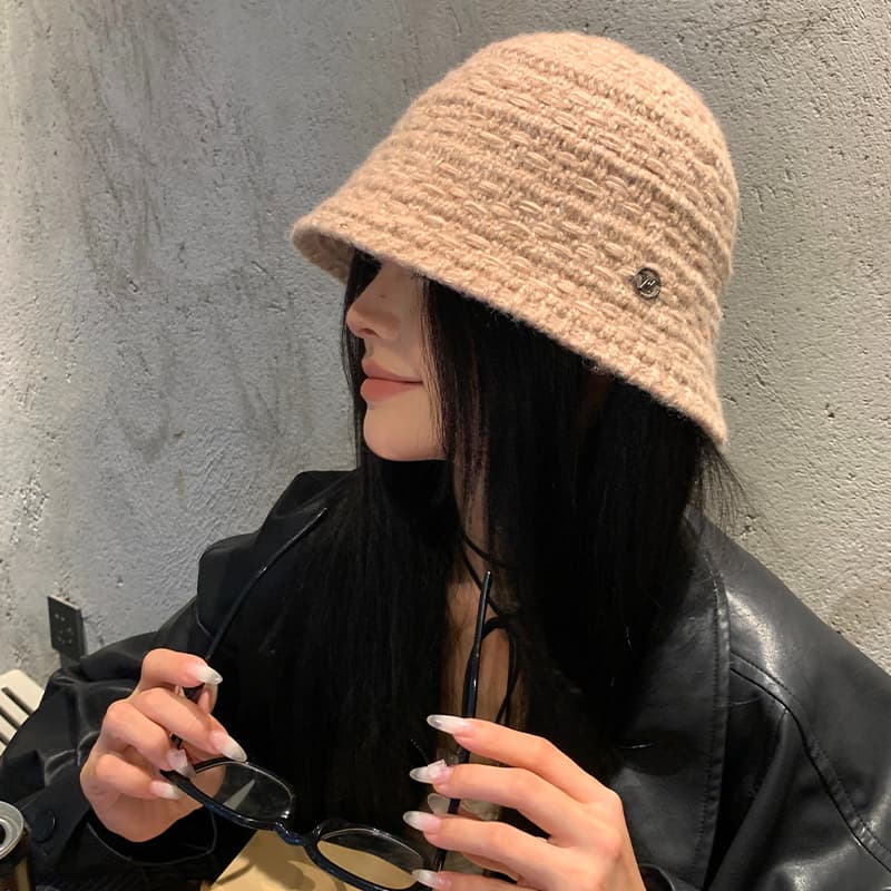 ニットバケットバケットハット 暖か手編み